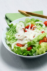 Fresh garden salad with lettuce onion and tomato