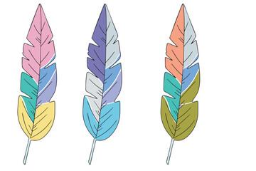 set of variant feathers boho isolated on white background