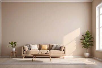 mockup walls. a bright living room with an empty wall.