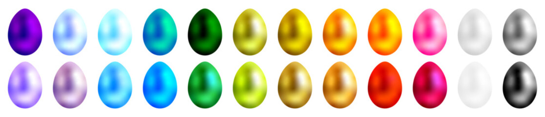 Easter egg set, 3D Easter eggs collection, colored eggs
