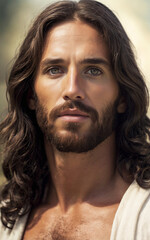 Portrait of a Jesus with long hair