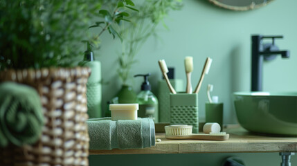 Bathroom accessories in the bathroom.