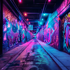 tunnel in the night in the city