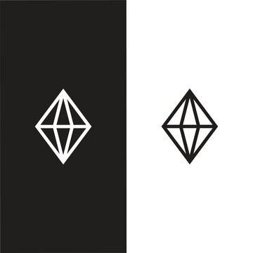A set of diamonds in a flat style. Abstract black diamond collection icons. Linear outline sign. Vector icon logo design diamonds.