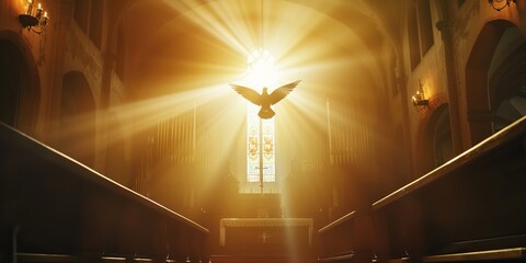 Holy spirit dove in the church - obrazy, fototapety, plakaty