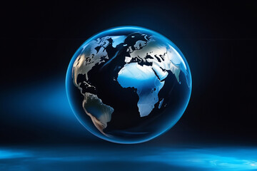 Fototapeta na wymiar hi-tech earth globe against black background. abstract internet background