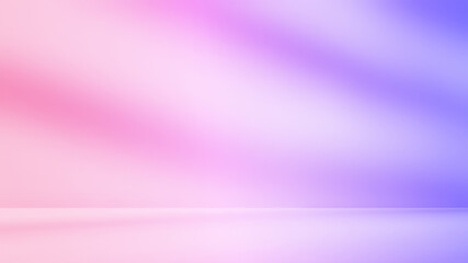 Empty purple pink blue neon color room studio with leaves shadow effect overlay. Sunlight effect shadows through window. Product presentation display room. Cosmetic showroom. Minimal mock up backdrop.