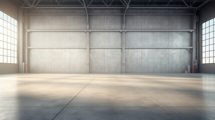 Empty warehouse with numerous windows