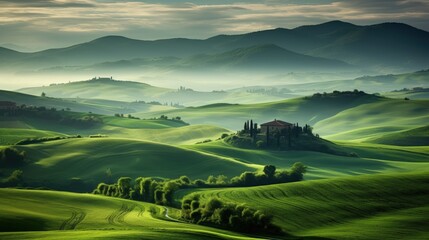 Fototapeta premium Green toscana hills beautiful Italy landscape