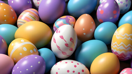 Fototapeta na wymiar Groups Of Easter Eggs 3D Illustration