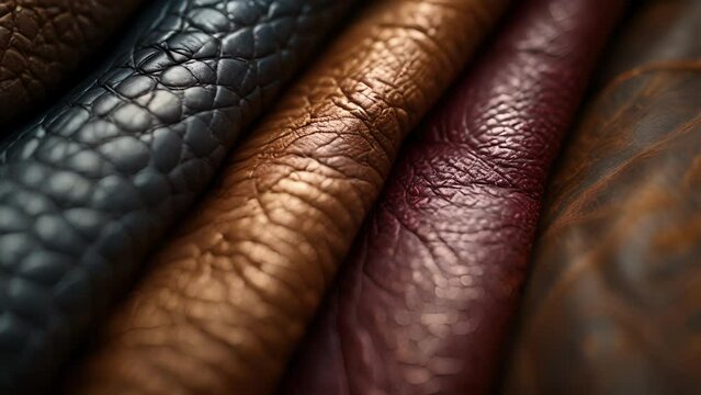 Macro shot of leathers varying textures from smooth and supple to rough and wornin highlighting its durability and resilience over time.