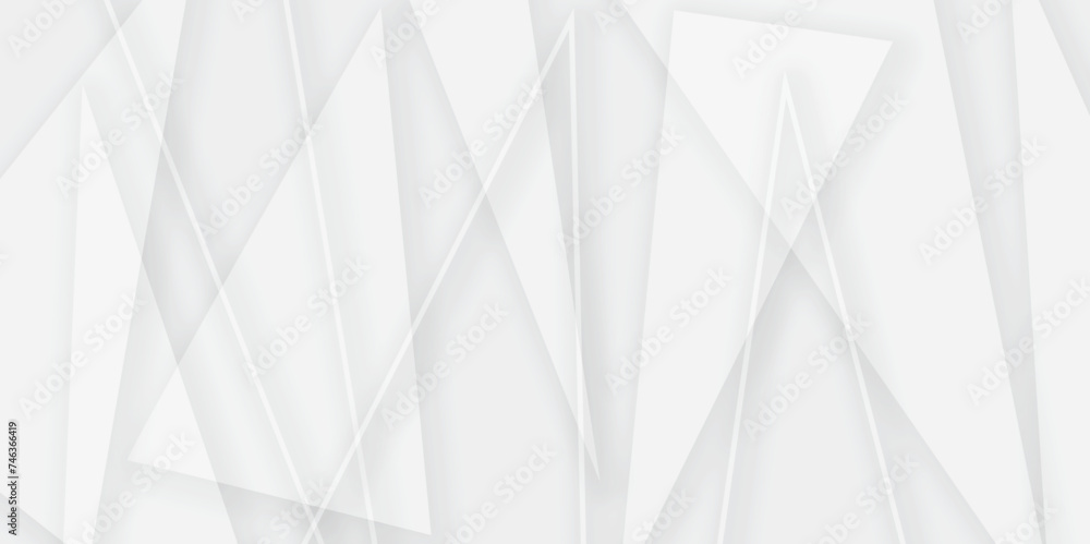 Poster white and gray color geometric style with simple lines and corners abstract background design. geome
