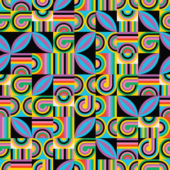 Colorfulness and symmetry create an colorful kaleidoscope seamless pattern
