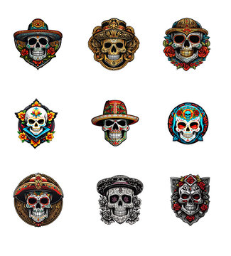 Pegatinas De Calaveras Mexicanas