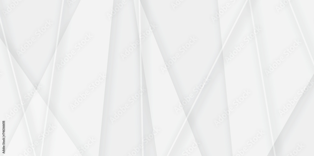 Poster white and gray color geometric style with simple lines and corners abstract background design. geome