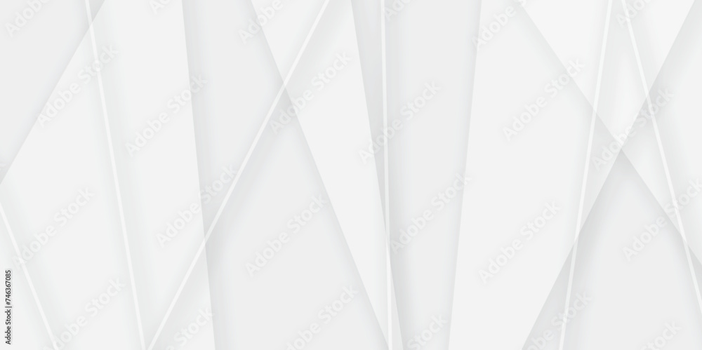 Poster white and gray color geometric style with simple lines and corners abstract background design. geome