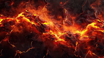 Abstract volcano icon. Lava, volcano, fiery, flow, magma, heat, nature, geology, eruption, hot, liquid, molten rock, dangerous, glowing. Generated by AI - obrazy, fototapety, plakaty