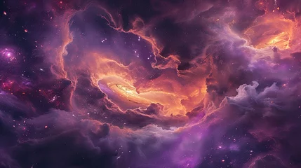 Tuinposter Abstract space view icon. Cosmic, swirling, nebula, stars, space, universe, celestial, galaxy, astral, ethereal, cosmic clouds, cosmic swirl, cosmic beauty. Generated by AI © Кирилл Макаров