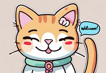 The word WELCOME inscribed with a cute cat.