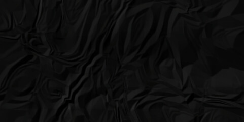 Vector dark black backdrop Crumpled paper texture background. dark black wrinkled sheet and texture, wallpaper.