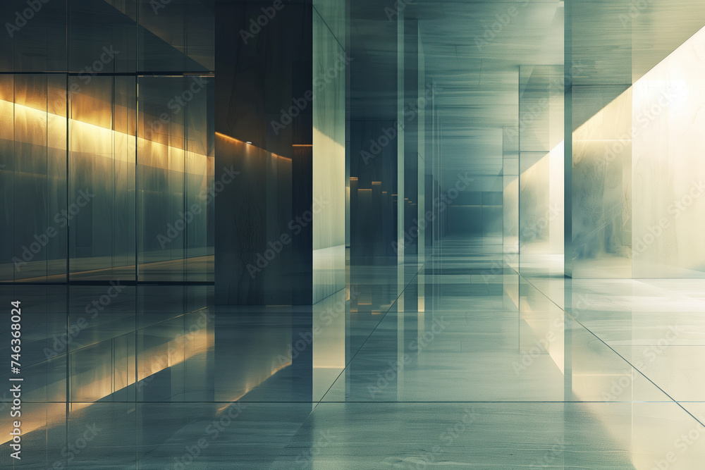 Poster Abstract background with reflections and caustics. Hi-tech. Futuristic background image. Created with Generative AI technology.