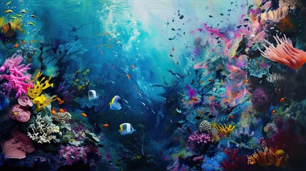 Obraz na płótnie Canvas Abstract coral reef icon. Colorful, marine life, tropical, waters, ecosystem, underwater, deep, sea, aquatic, exploration. Generated by AI
