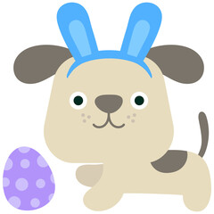 hello spring easter festival cute puppy dog play eggs hunt easter holiday activity