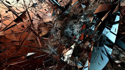 Abstract glass shards. Background, ice, wound, triangle, sharpness, blow, window, mirror, transparency, cut, danger, accident. Generated by AI.