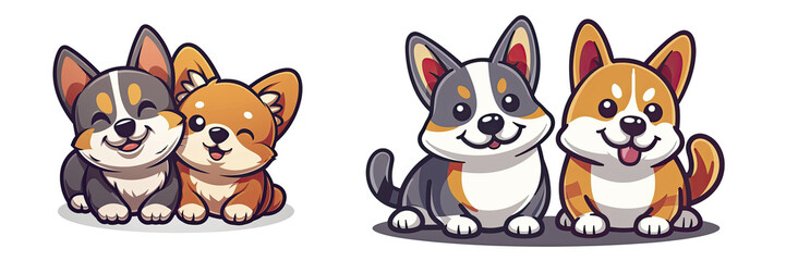 Cat Corgi Dog Cartoon  , Isolated Transparent Background Images