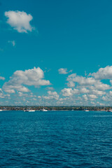 Boat in the caribbean sea with tropical water in dominican republic on paradise 