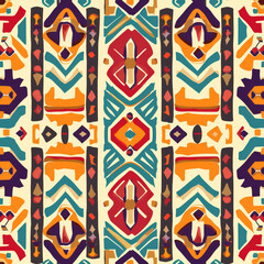 Ethnic ikat seamless pattern geometric abstract designs with traditional motifs.