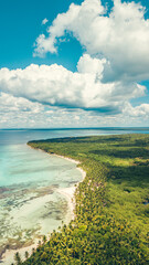 Paradise beach in the caribbean with wood house in the tropical world in dominican republic