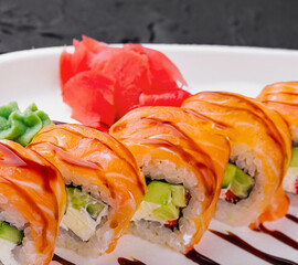 Philadelphia roll classic on white plate