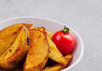Roasted potato wedges with spices