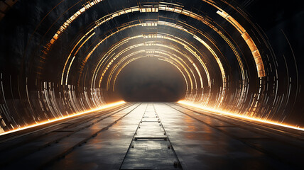 glowing futuristic fantasy tunnel abstract background path of the future