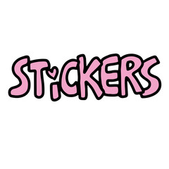 Hand written, kids style, fonts of stickers in pink for typography, logo, icon, decoration, social media post, fabric print, tattoo, sign, symbol, pattern, shirt, clothing, accessory, card