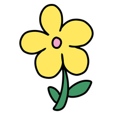 Kid drawing style of flower for nature, garden, brand logo, icon, decorations, tree, plant, spring, summer, picnic, stickers, tattoo, print, card, clothing, shirt print, pattern, fashion, accessory