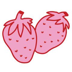 Hand drawn pink element of strawberry for fruit, breakfast, lunch, school snack, grocery shopping, sticker, supermarket, shirt print, clothing, logo, icon, vegan, ingredients, recipe, dessert, barbie