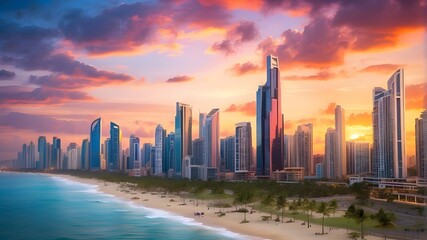 sunset over the city