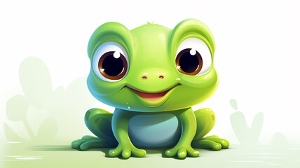 Fototapeta premium cute cartoon frog with big eyes and smile, illustration for kids
