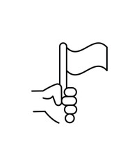 hand holding flag icon, vector best line icon.