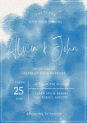 ocean watercolor wedding invitation template card