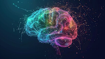 Abstract neural brain icon. Futuristic, digital, neural network, artificial intelligence, cognition, connectivity, complexity, innovation, technology. Generated by AI
