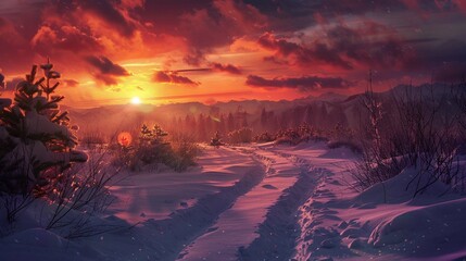 Sunset in the mountains.
