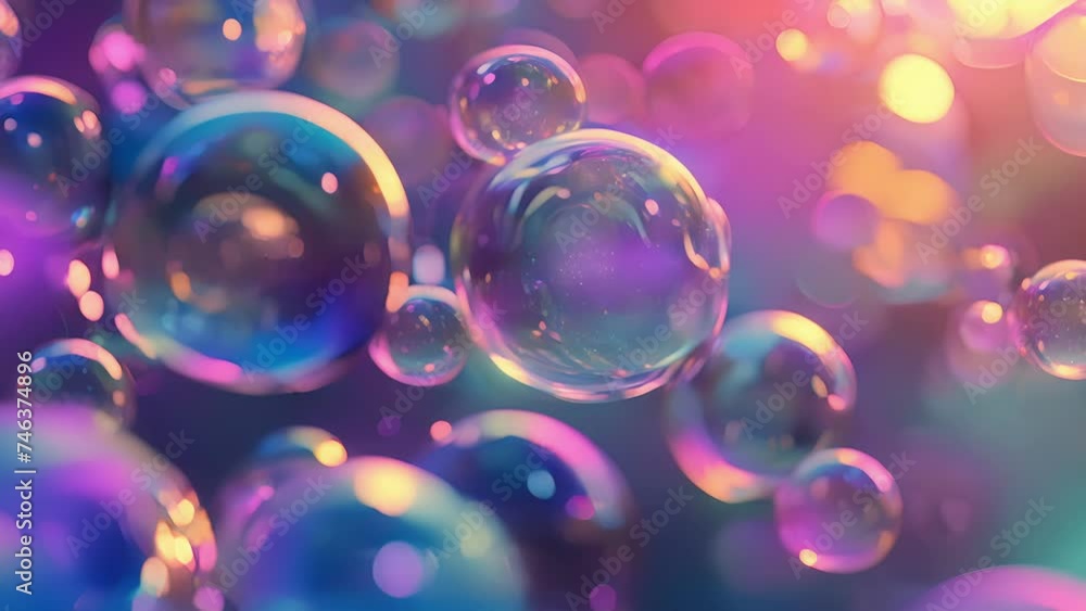 Poster mirrorlike surfaces of iridescent bubbles effortlessly floating and gliding with a sense of weightle