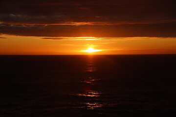 Sunsetting in the South Atlantic near the Falkland Islands.