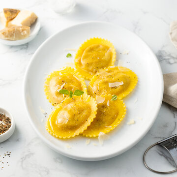 Traditional homemade ravioli with cheese