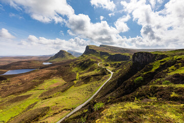 Majestic highland landscape with winding road