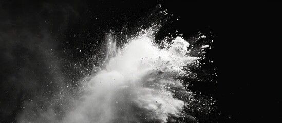 Ethereal white powder explosion creating a mesmerizing effect on a dark background