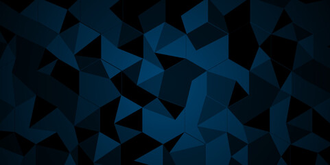 Abstract geometric pattern black and blue Polygon backdrop triangle, business and corporate background. Minimal diamond vector element metallic chain rough triangular low polygon backdrop.